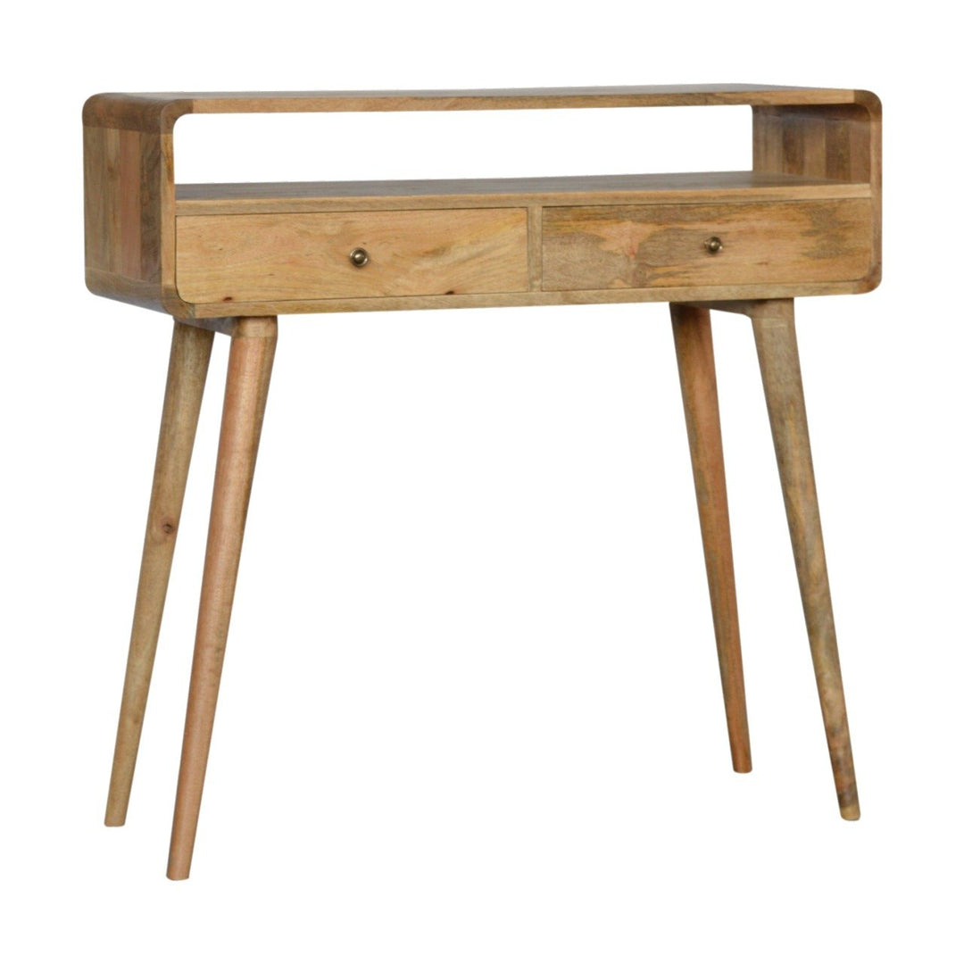 Curved Oak-ish Console Table Photo 3