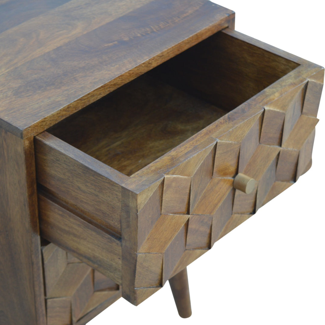 Chestnut Cube Carved Nightstand Photo 6