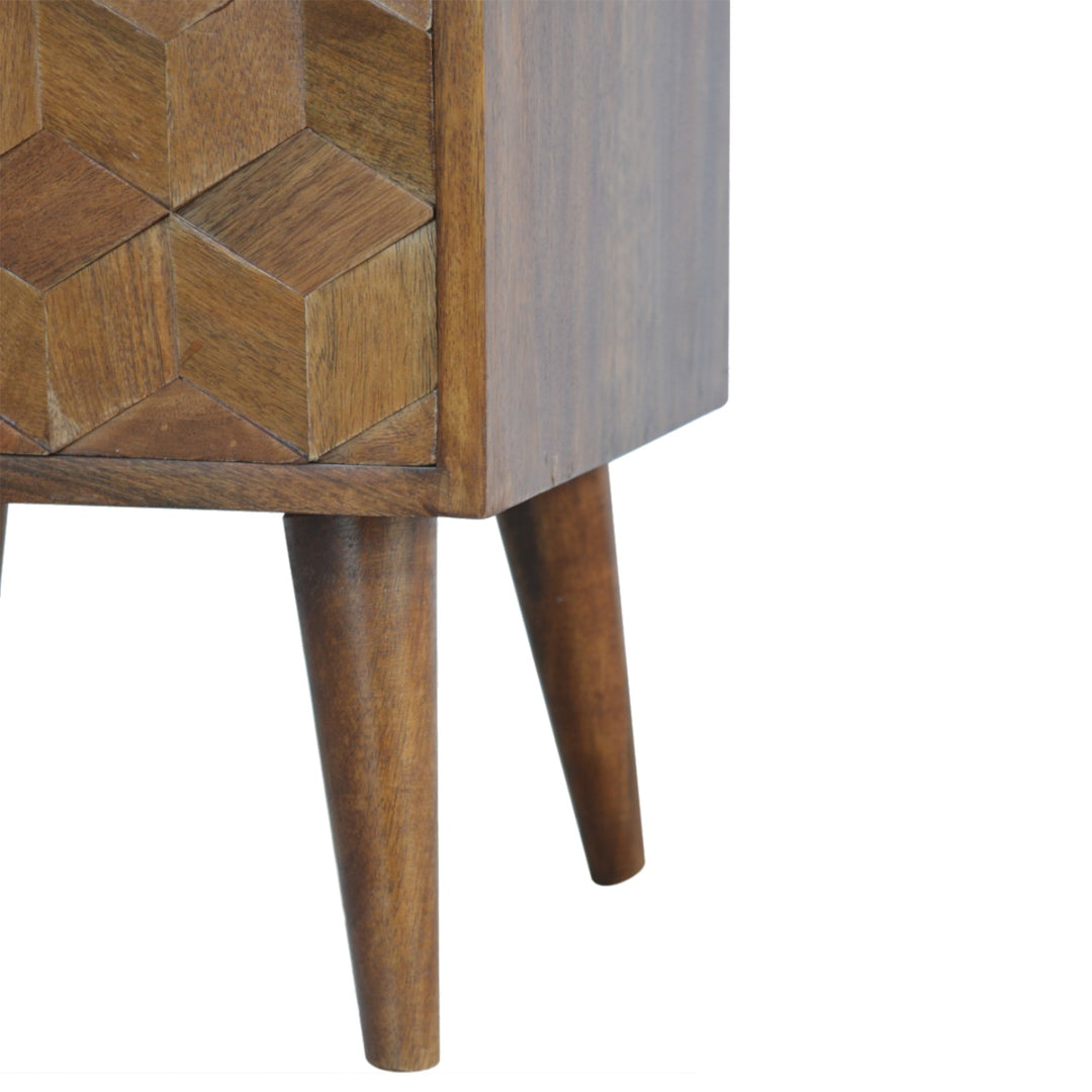 Chestnut Cube Carved Nightstand Photo 7