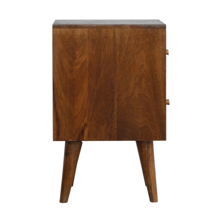 Chestnut Cube Carved Nightstand Photo 8