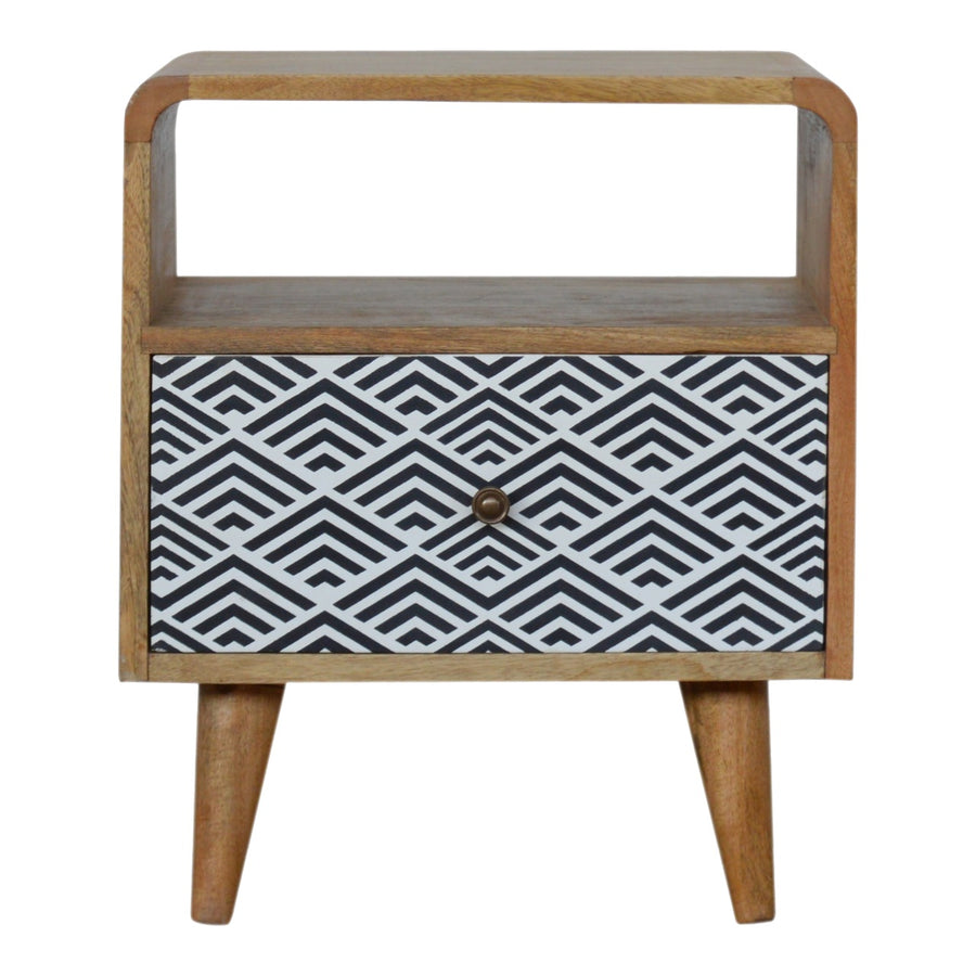 Mono Print Nightstand with Open Slot