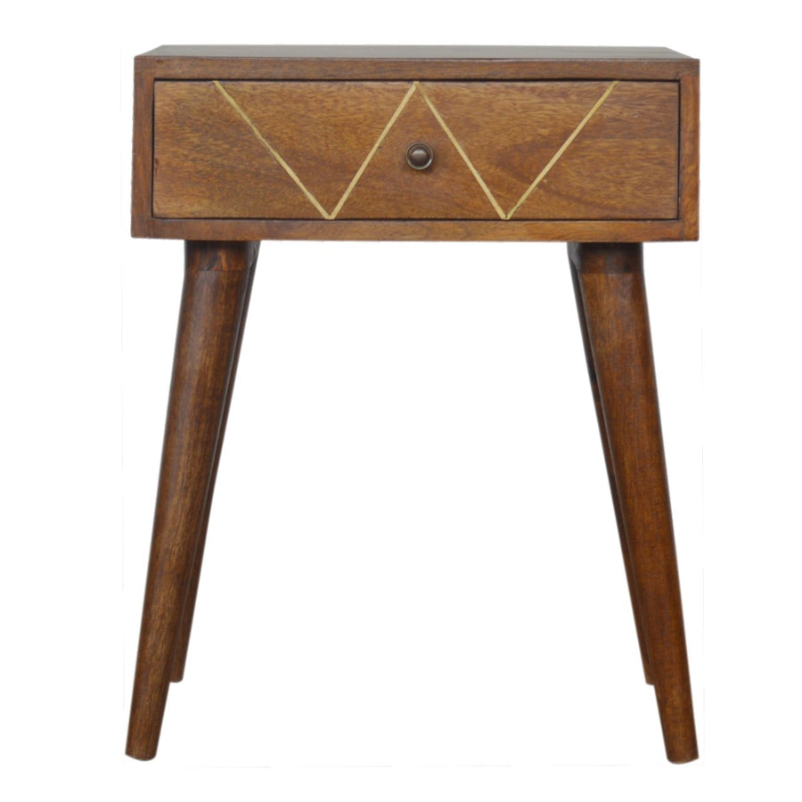 Geometric Brass Inlay Nightstand