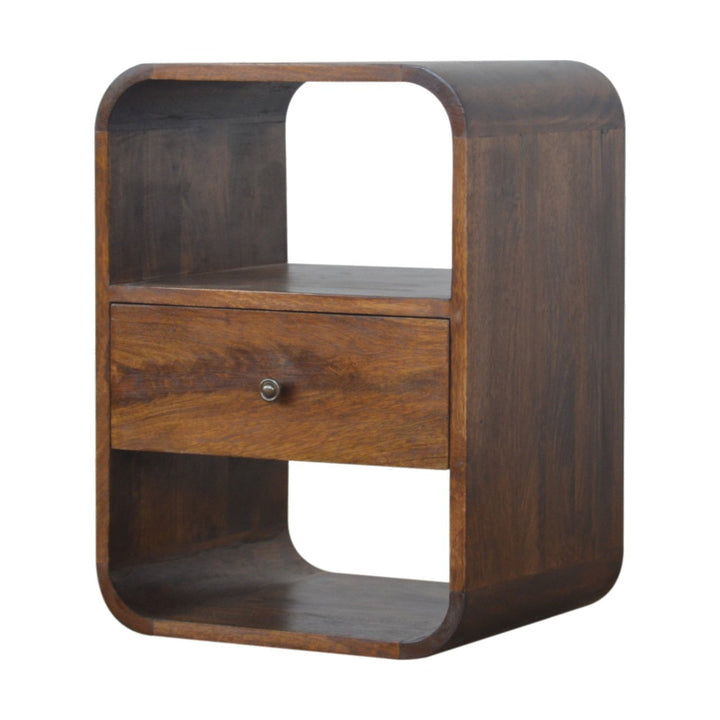 Chestnut Curved Edge Nightstand Photo 3