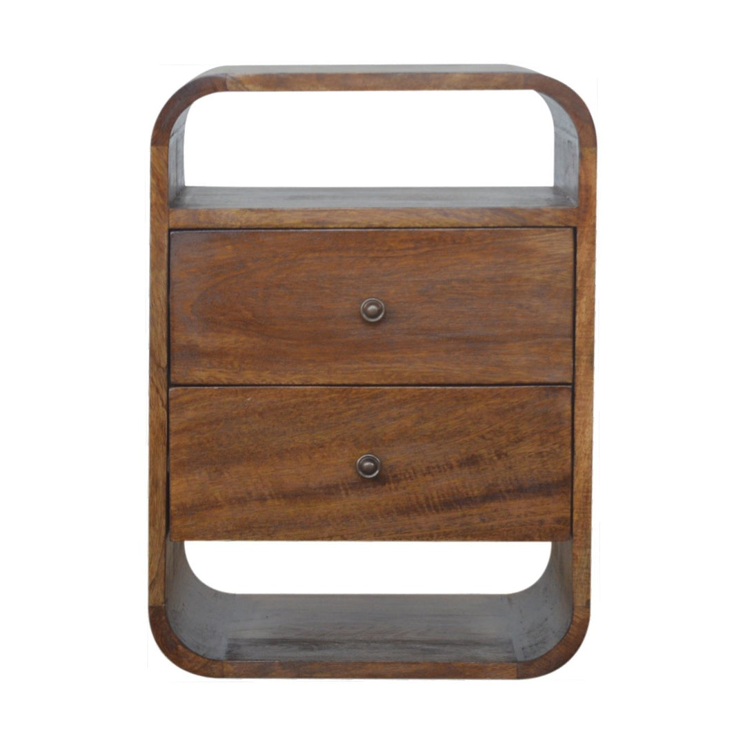 Chestnut Curve 2 Drawer Nightstand