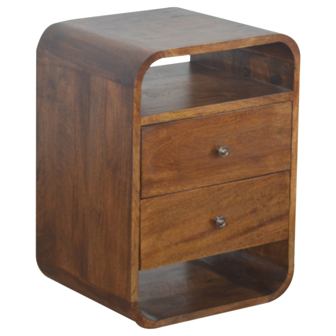 Chestnut Curve 2 Drawer Nightstand Photo 3