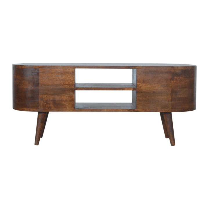 Chestnut Rounded Entertainment Unit Photo 9