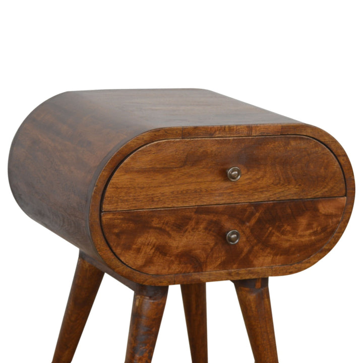 Chestnut Circular Nightstand Photo 3