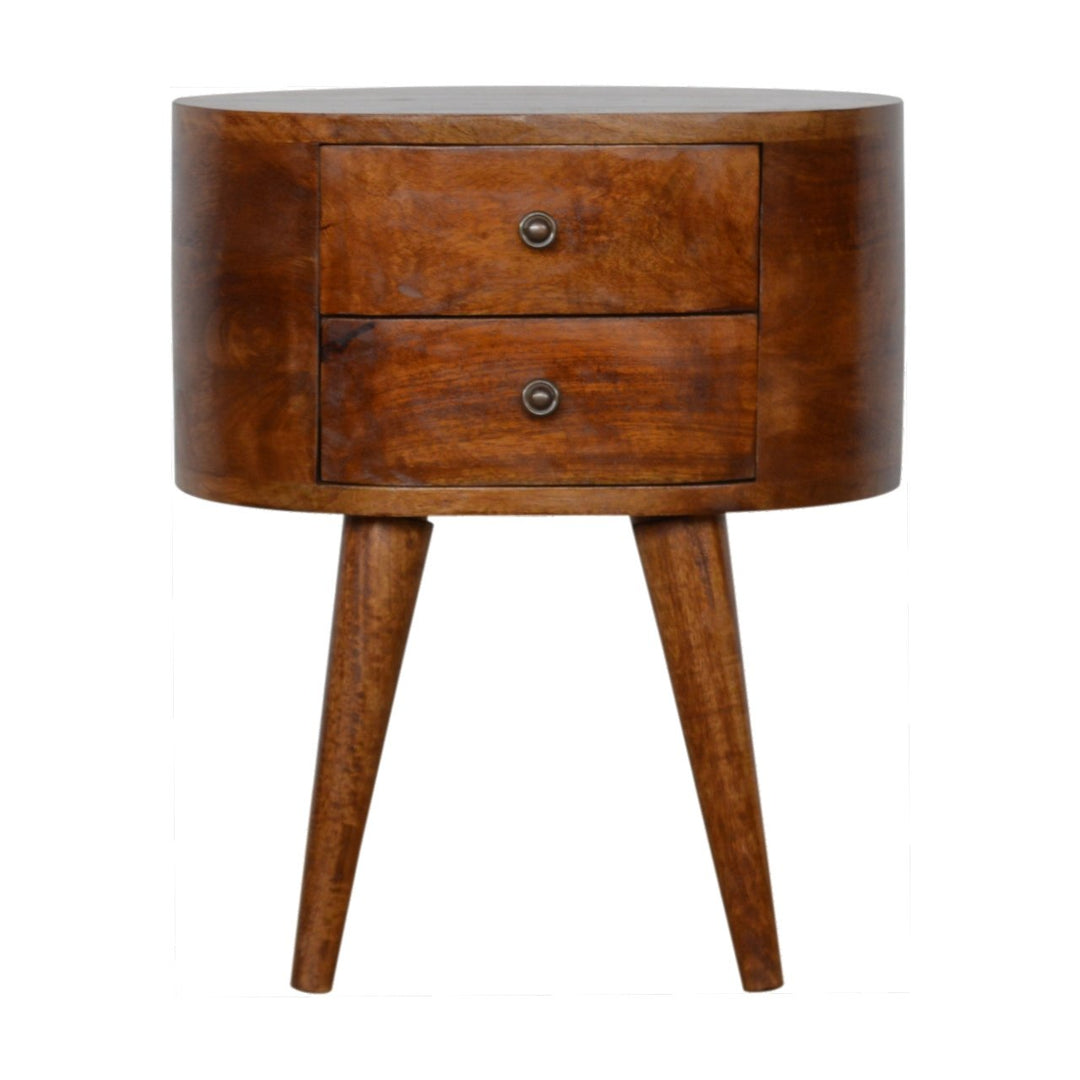 Chestnut Rounded Nightstand Table