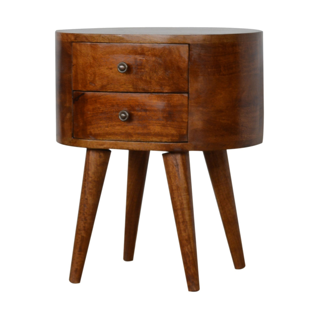 Chestnut Rounded Nightstand Table Photo 2