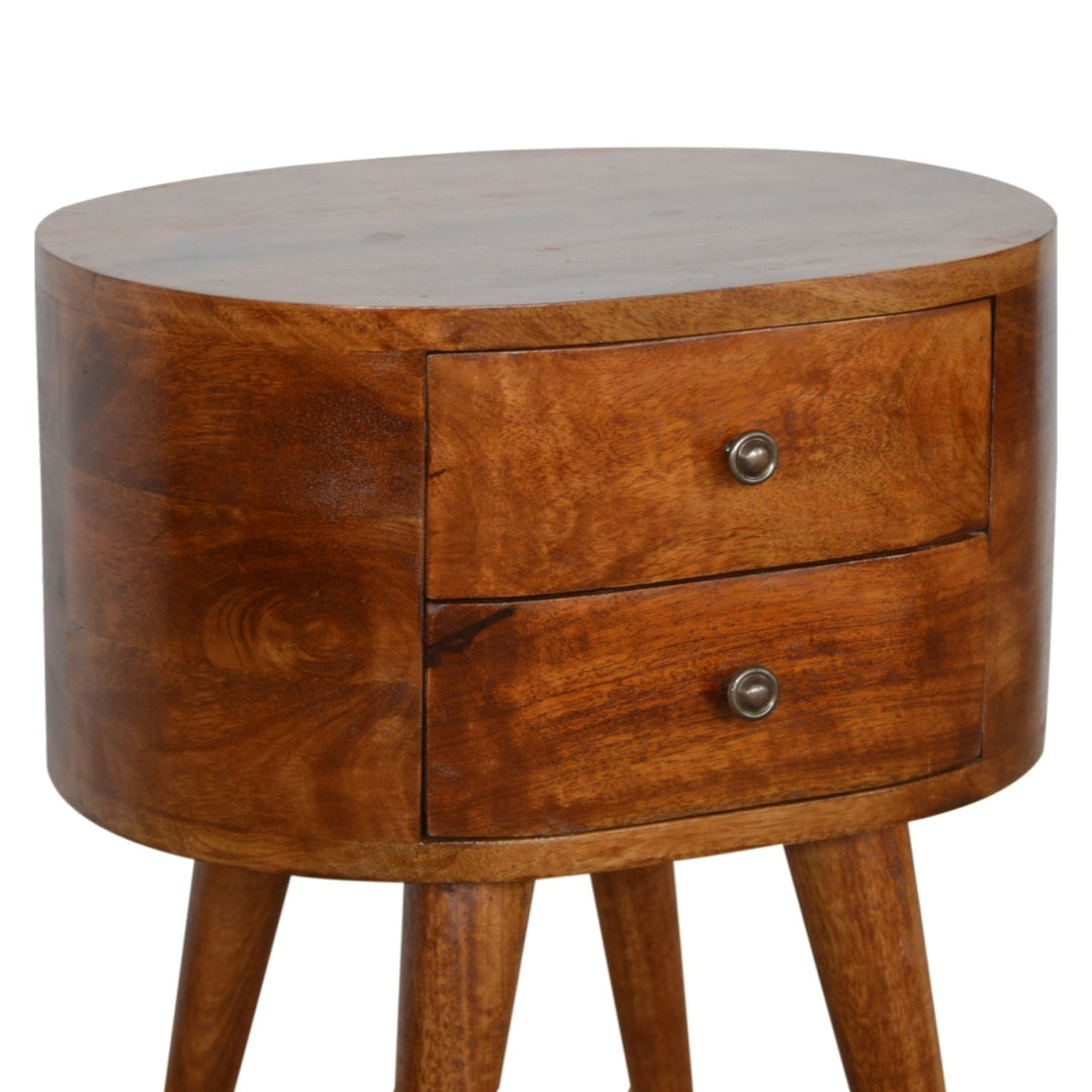 Chestnut Rounded Nightstand Table Photo 6