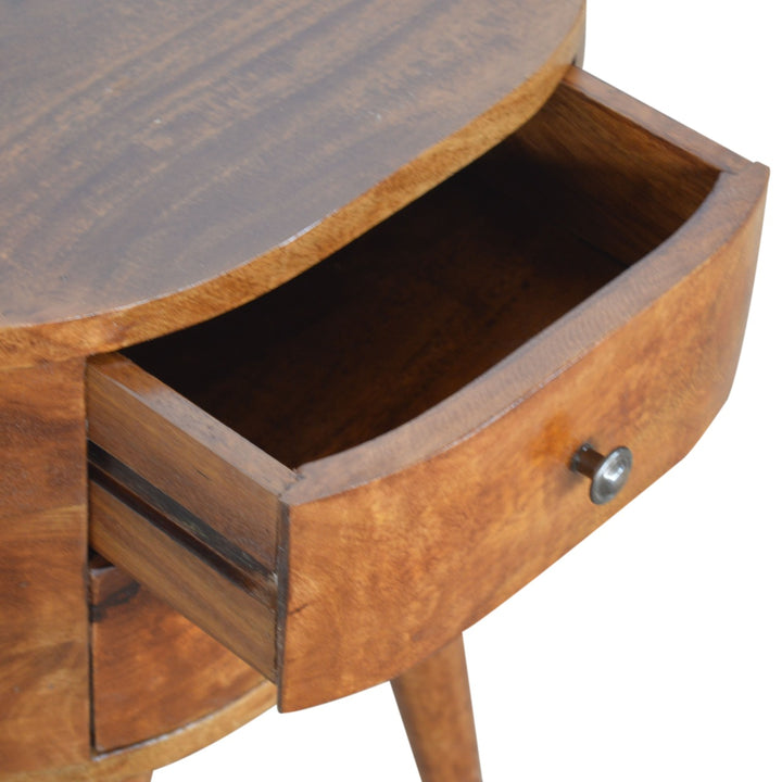 Chestnut Rounded Nightstand Table Photo 3