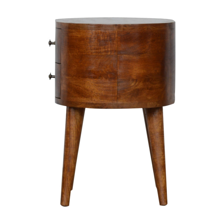 Chestnut Rounded Nightstand Table Photo 8