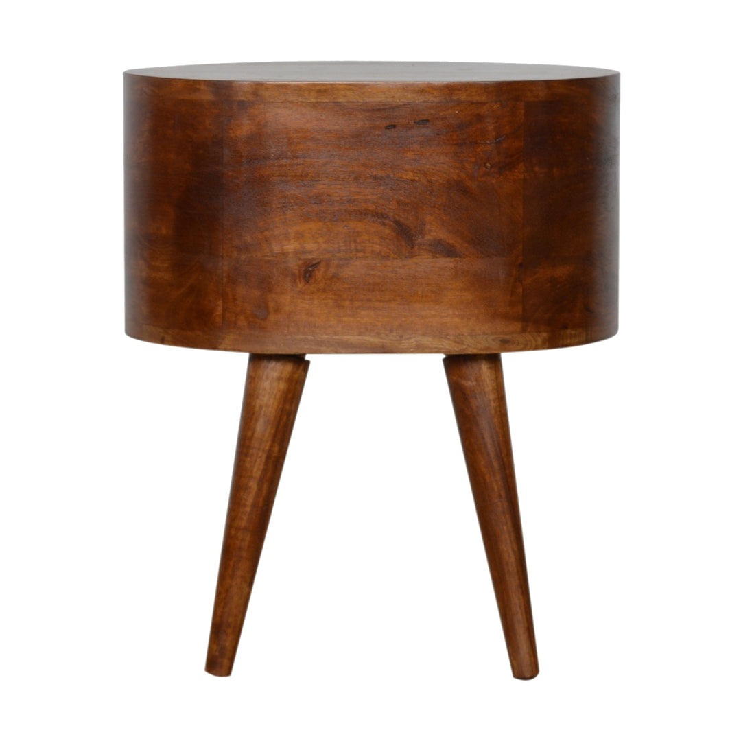 Chestnut Rounded Nightstand Table Photo 9