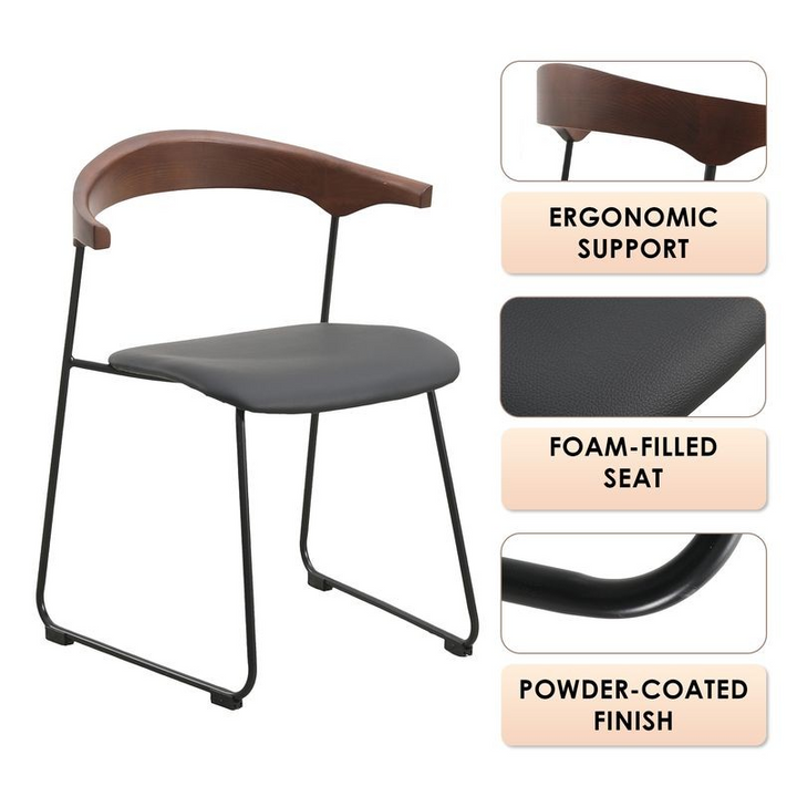 Chair with ergonomic support, foam-filled seat, and powder-coated finish features on a white background.
