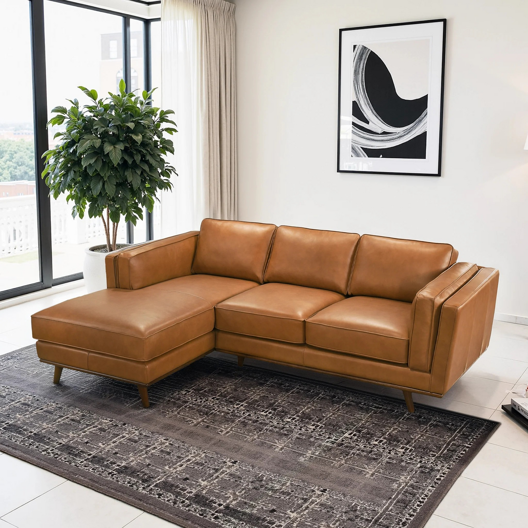 Chase Genuine Leather Sectional Left Facing Photo.