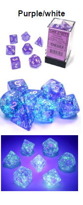 Borealis Purple/white 7-Dice / 16mm / 12mm / 30mm Luminary