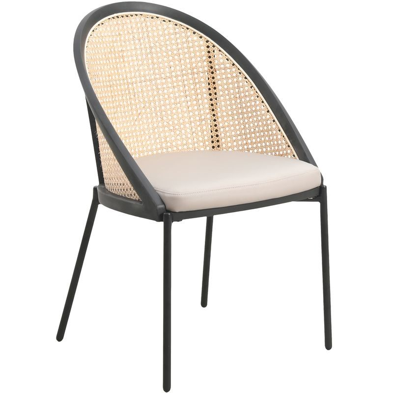 LeisureMod Urbane Collection Modern Dining Chair with Wicker Back in Toupe