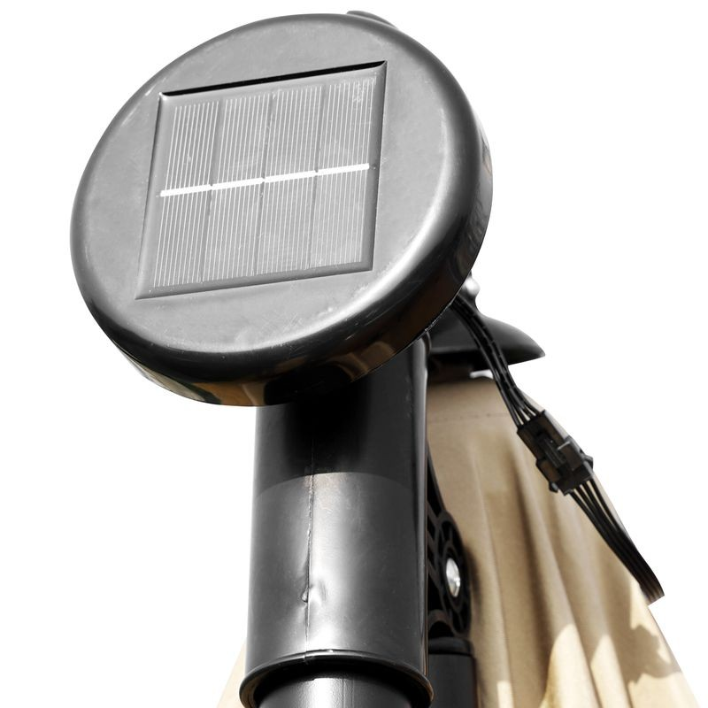 LeisureMod Willry Modern Outdoor 10 Ft Offset Cantilever Hanging Patio Umbrella with Solar Powered LED Beige Solar Device.