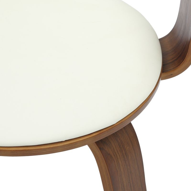Modern Wooden Dining Chair with Walnut Color Frame in White from the Brivo Collection Closeup.