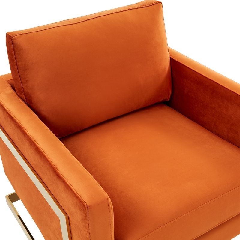 Lincoln Velvet Accent Armchair with Gold Frame Orange Marmalade Photo