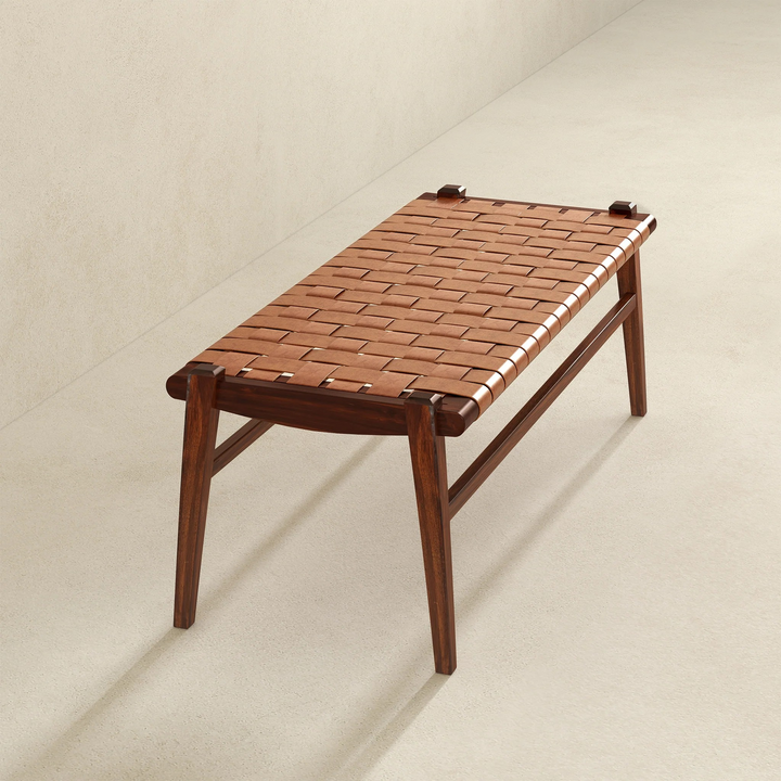 Cody Tan Leather Bench Top View.