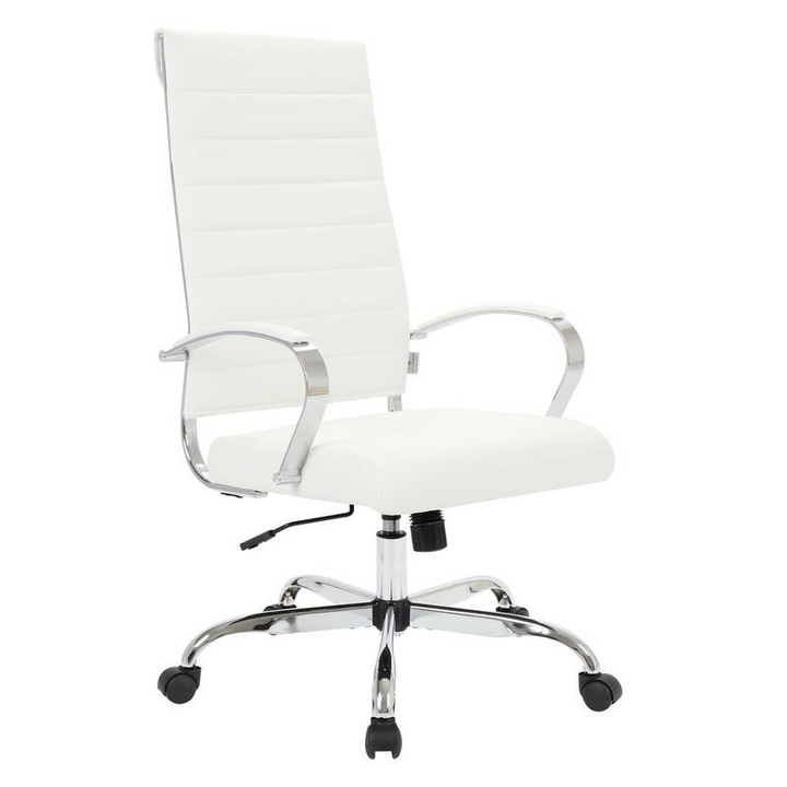 LeisureMod Benmar High-Back Leather Office Chair White