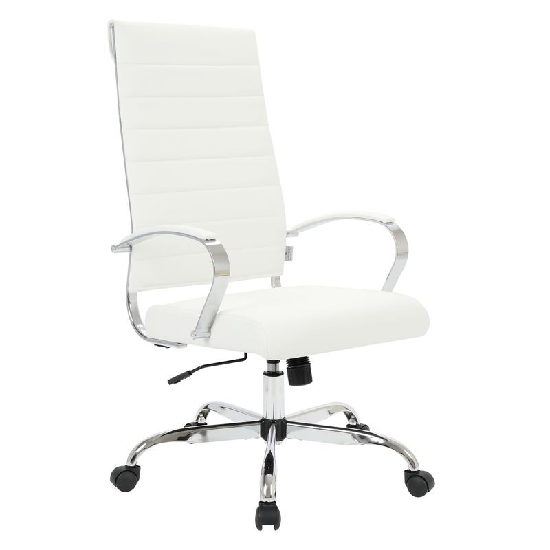 LeisureMod Benmar High-Back Leather Office Chair White