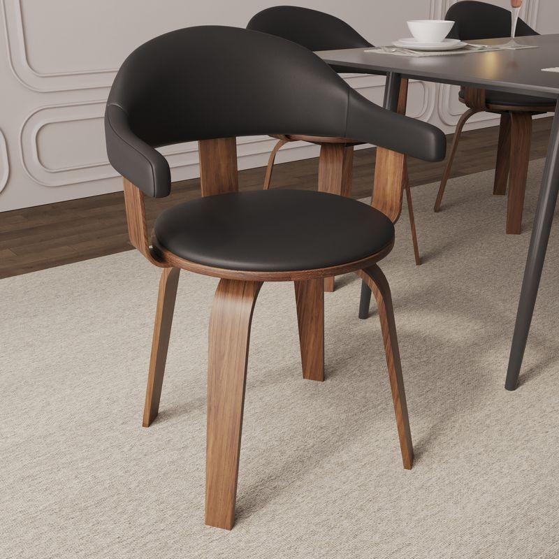 Modern Wooden Dining Chair with Walnut Color Frame in Black from the Brivo Collection with Background.