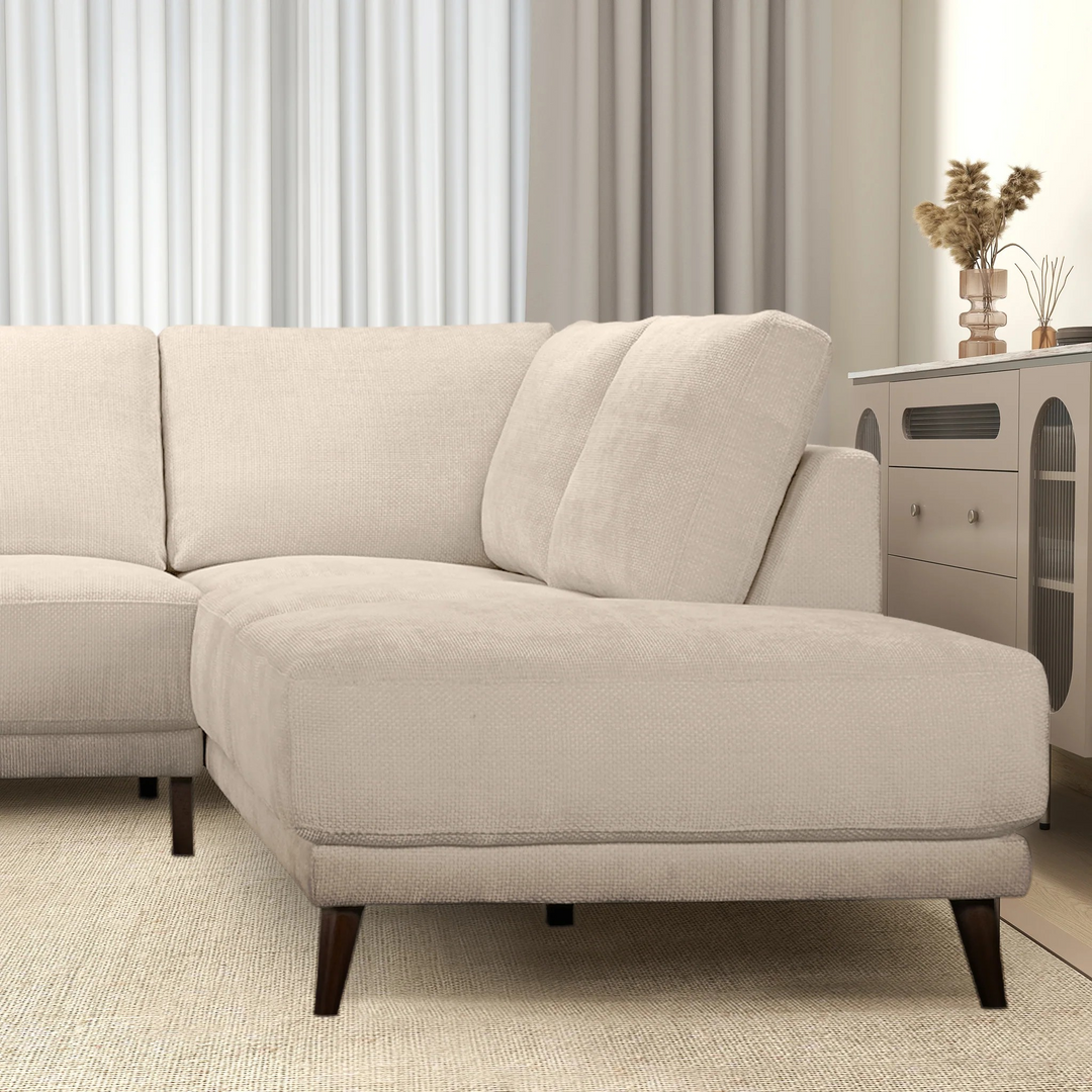 Amara Right Sectional Cream Fabric Sofa Zoomed