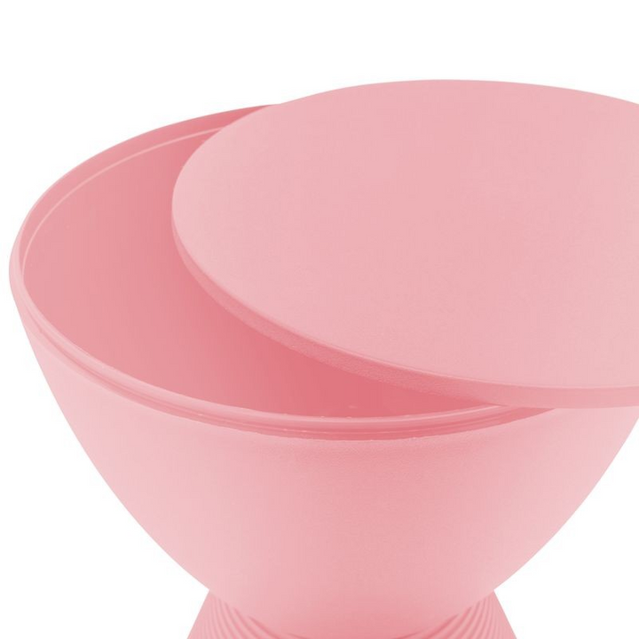 LeisureMod Modern Round Boyd Side Table Pink Opened.