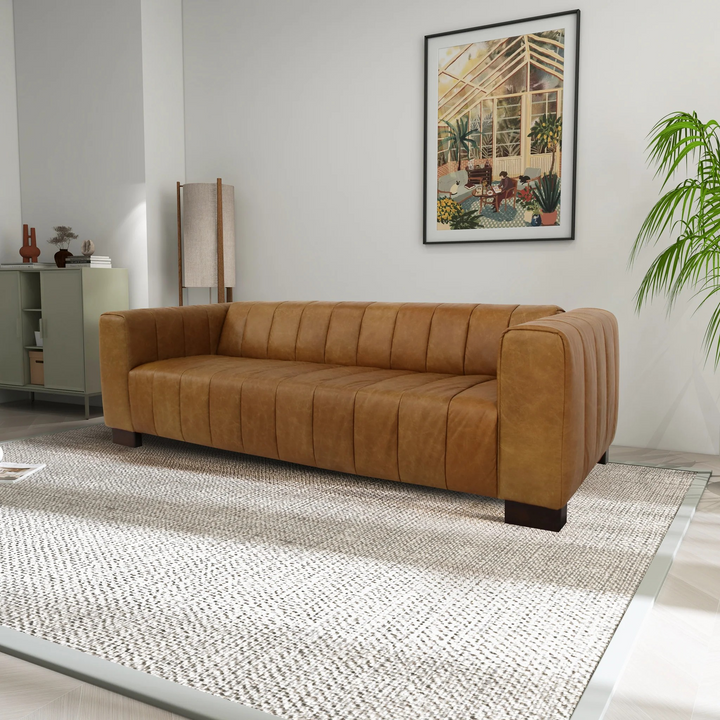 Dixon Waxy Tan Leather Sofa Image.