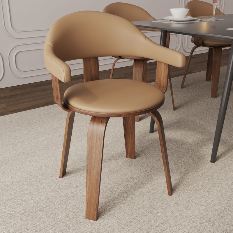 Modern Wooden Dining Chair with Walnut Color Frame in Brown in the Brivo Collection with Background.