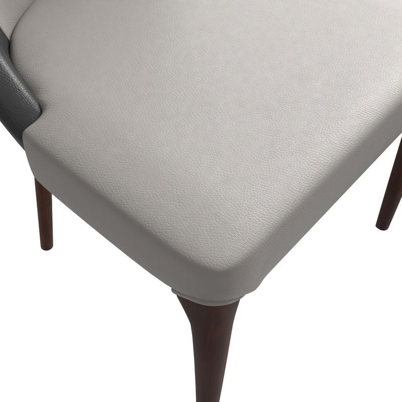 LeisureMod Havana Collection Modern Wooden Dining Chair in Grey Closeup.