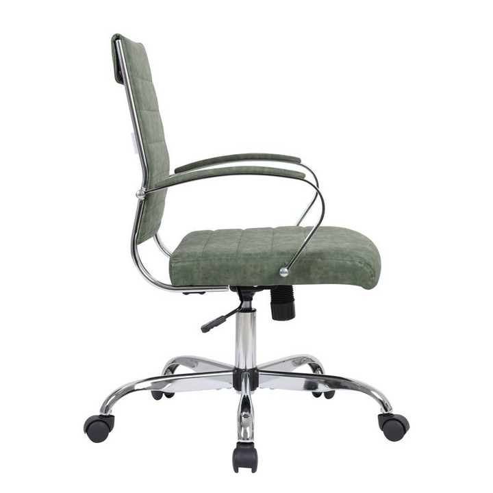 LeisureMod Benmar Leather Office Chair Green Side View.