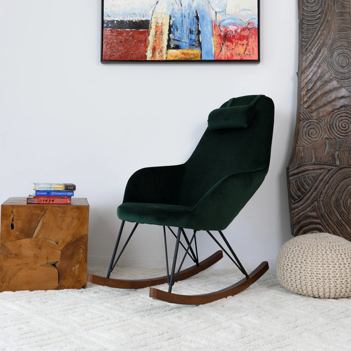 Chloe Mid Century Modern Rocker Livingroom and Bedroom Chair Image.
