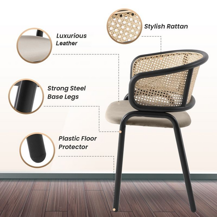 Ervilla Dining Chair Taupe Leather Set of 2
