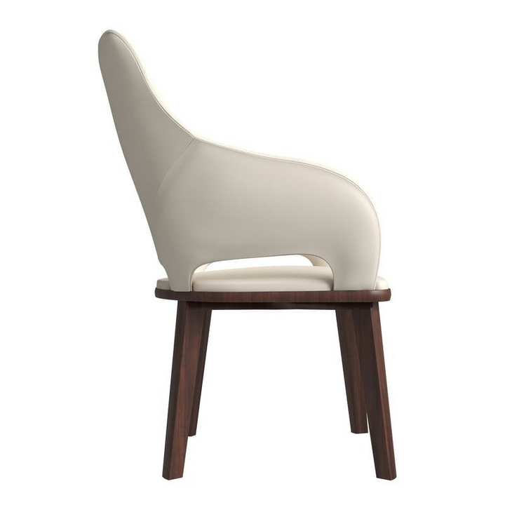 LeisureMod Vivara Collection Modern Dining Chair in Light Toupe Side View.