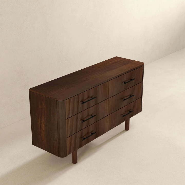 Logan Mid Century Modern Walnut Dresser With 6 Drawers Image