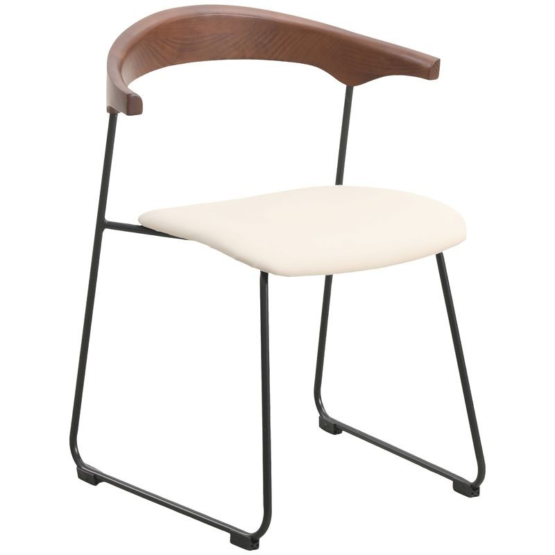 LeisureMod Lyra Collection Modern Chair in Walnut Color Back and Taupe Seat
