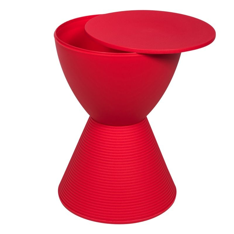 LeisureMod Modern Round Boyd Side Table Red Opened.