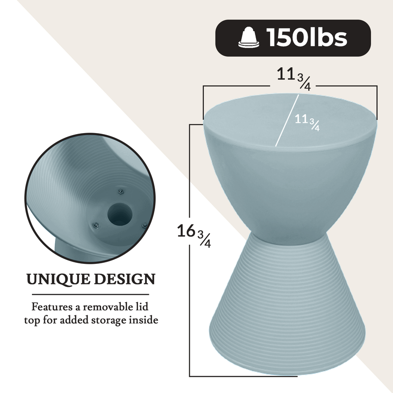 LeisureMod Modern Round Boyd Side Table Dusty Blue Dimensions.