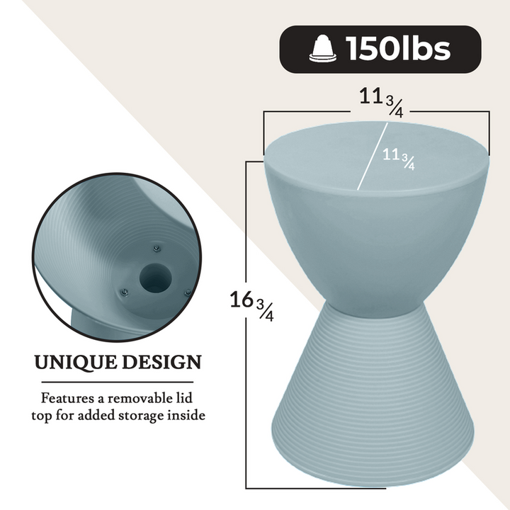 LeisureMod Modern Round Boyd Side Table Dusty Blue Dimensions.