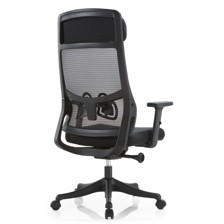 LeisureMod Office Dale Series Office Task Chair in Black Back View.