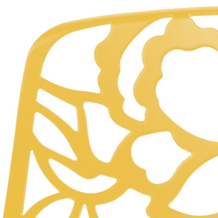 LeisureMod Modern Devon Aluminum Chair Yellow Closeup.