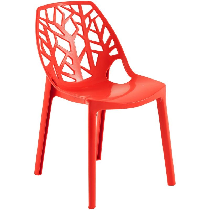 LeisureMod Modern Cornelia Dining Chair Solid Red Angled View.