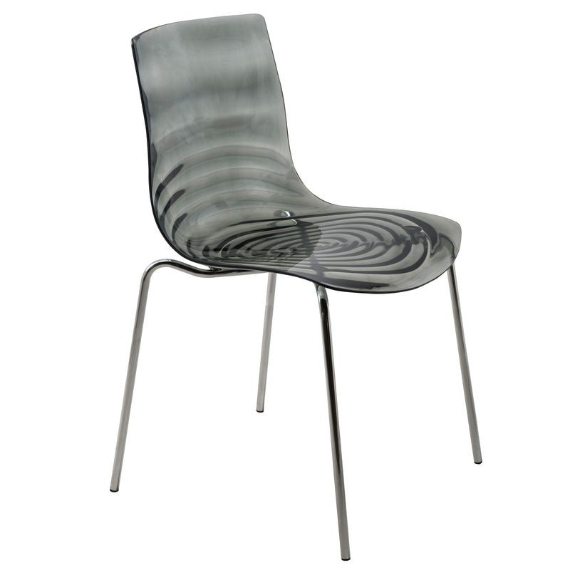LeisureMod Astor Water Ripple Design Dining Chair Black
