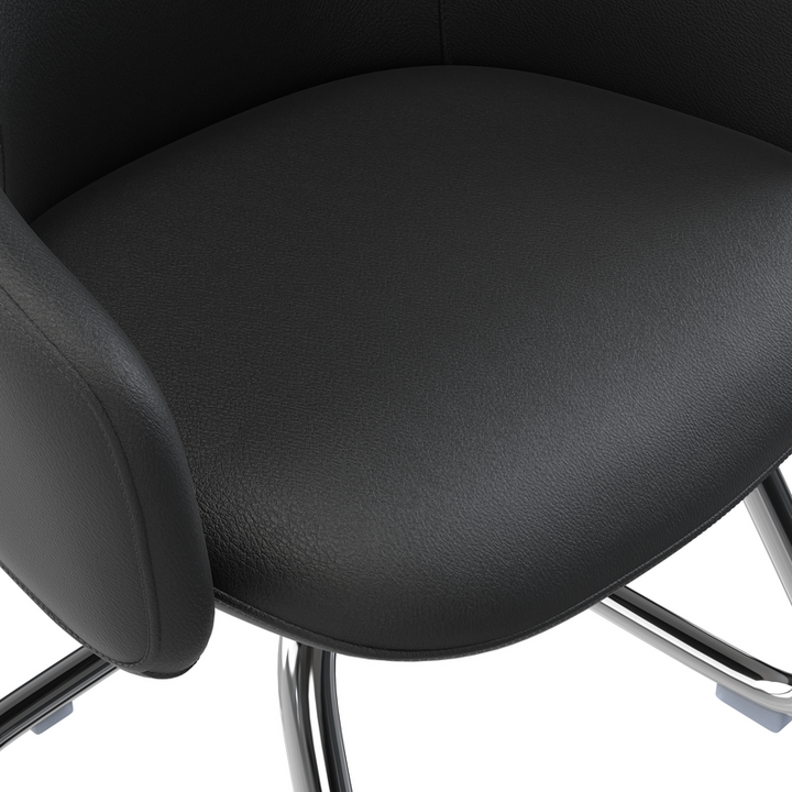 LeisureMod Celeste Series Guest Office Chair in Black Leather Closeup.