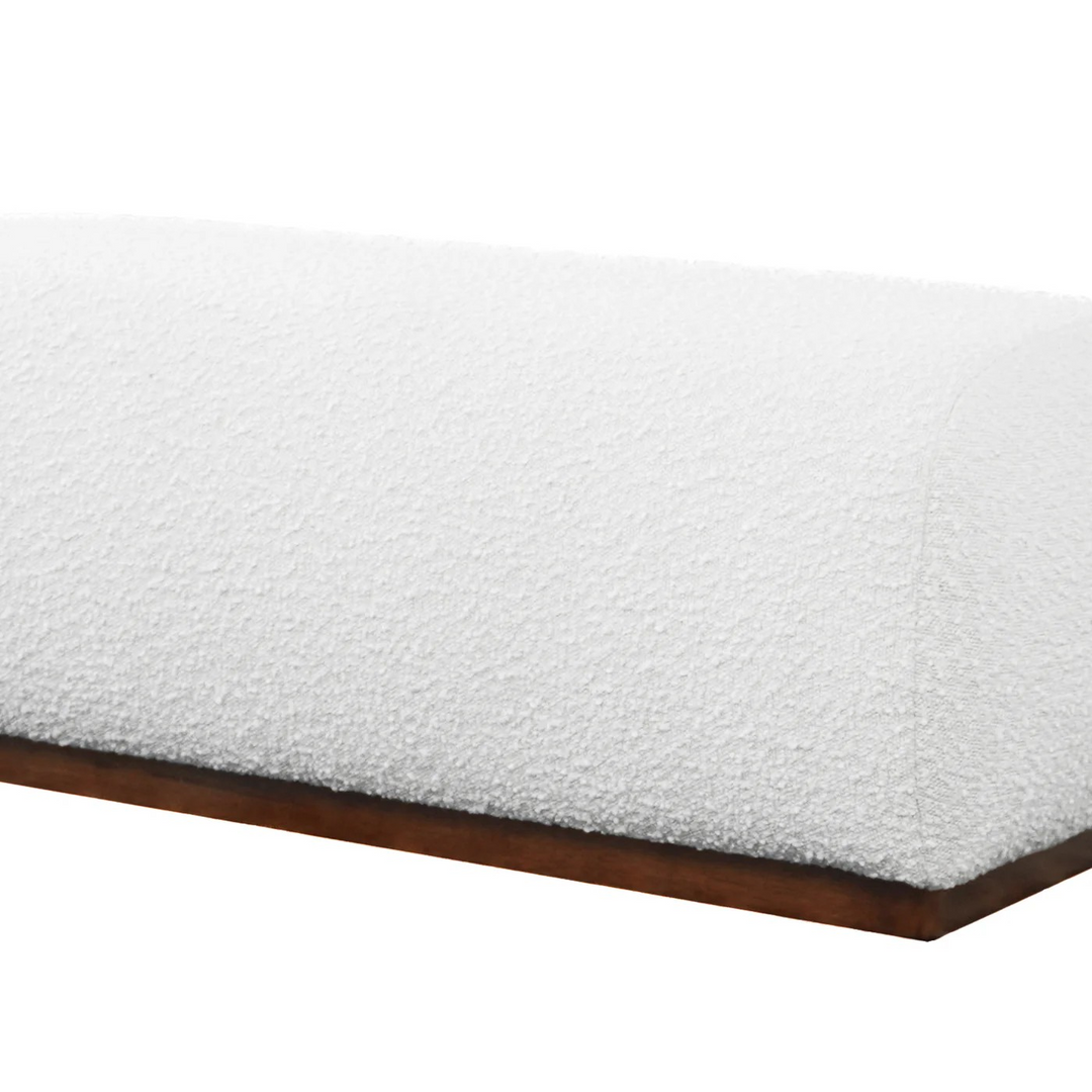 Kelvin Ivory Boucle Bench Zoomed In.