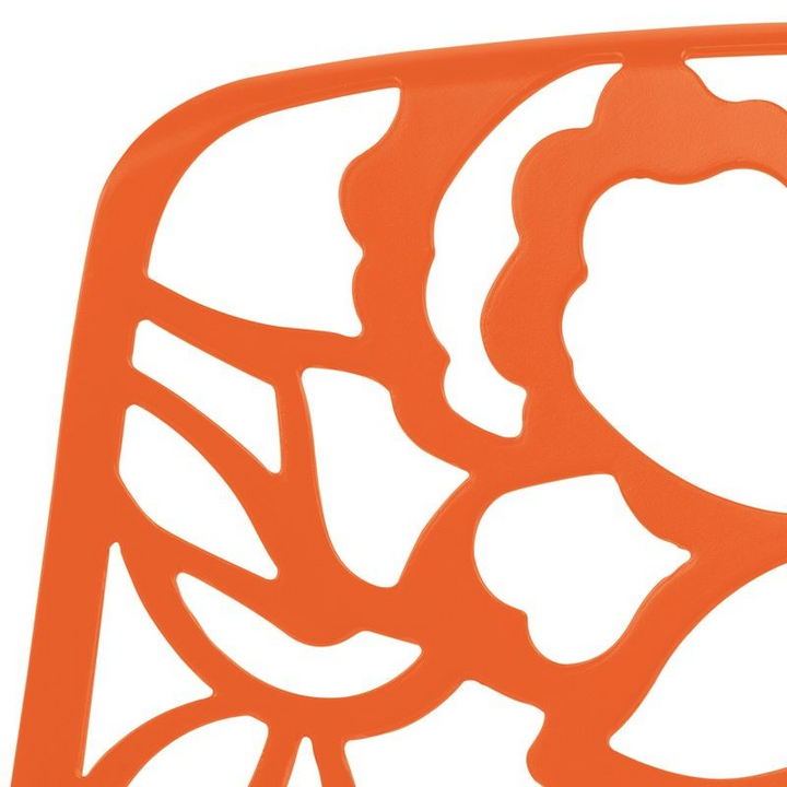 LeisureMod Modern Devon Aluminum Chair Orange Closeup.