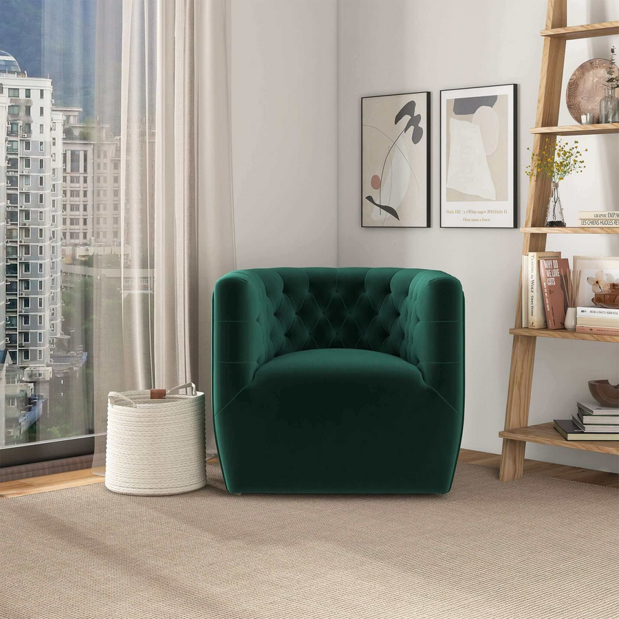 Delaney Green Velvet Swivel Chair